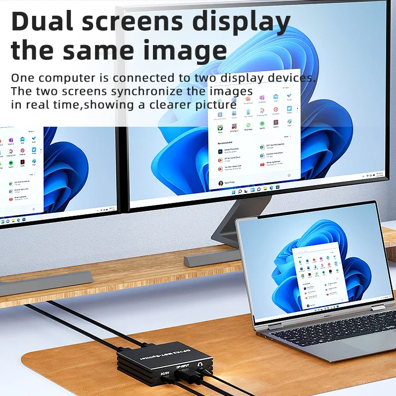 Ultra HD Dual Monitor DisplayPort MST Hub Splitter - 4K 120Hz Extended Display