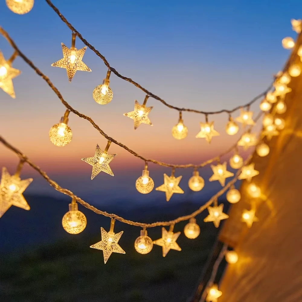 Solar-Powered Waterproof LED Globe String Lights