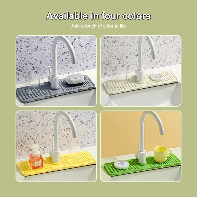 Tappetino Paraspruzzi Per Lavello - Silicone 45x14cm - Griglia Di Drenaggio - Antiscivolo - Per Stoviglie E Pentole - Foto 5