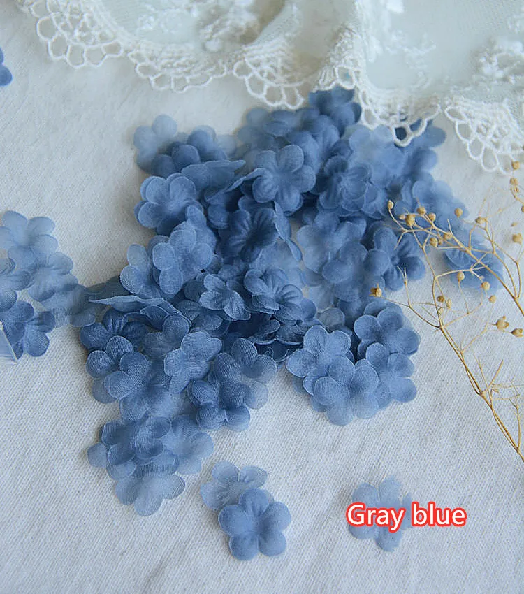 200 개 여러 가지 빛깔의 DIY 수제 3D 오간자 꽃 DIY 웨딩 드레스 베일 미니 꽃 옷 재료 만들기 1.5cm RS3067