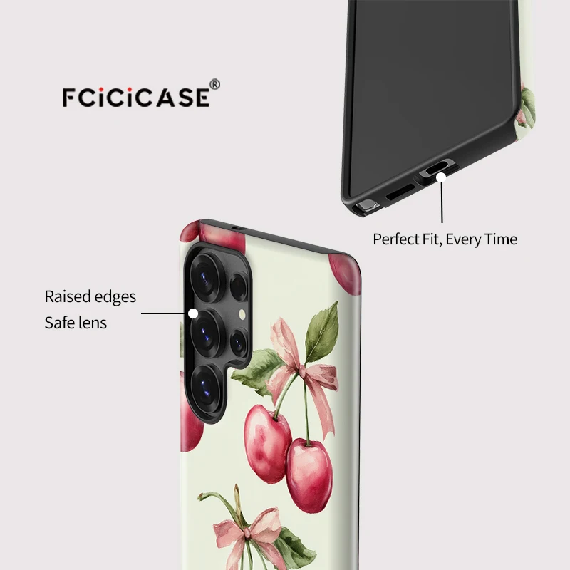 Shockproof Silicone Matte Case with Bow Knot Cherry Pattern