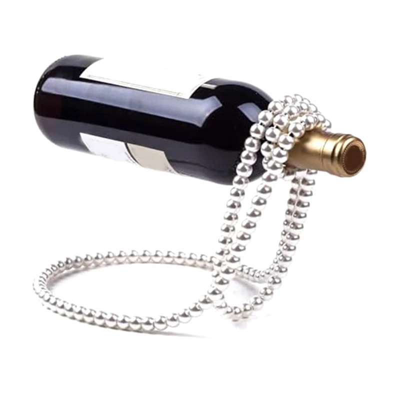 Novelty Pearl Necklace Wine Rack Metal Hanging Suspended Red Wine Rack Desktop Decorations
