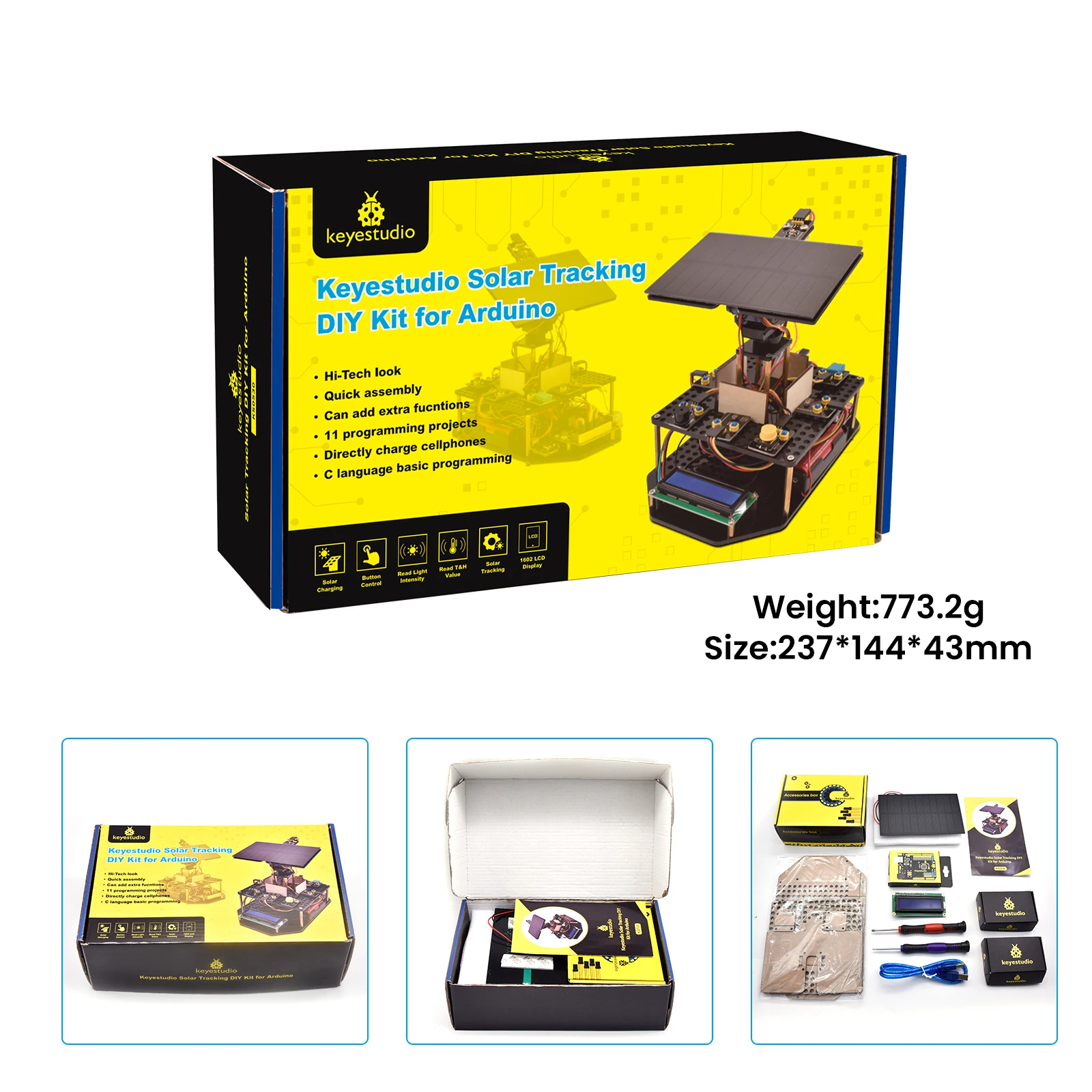 키에스튜디오 아크릴 스마트 솔라 트래커 시스템 트래킹 스타터 키트 (아두이노 STEM 프로그래밍 키트 DIY 휴대폰 충전용)