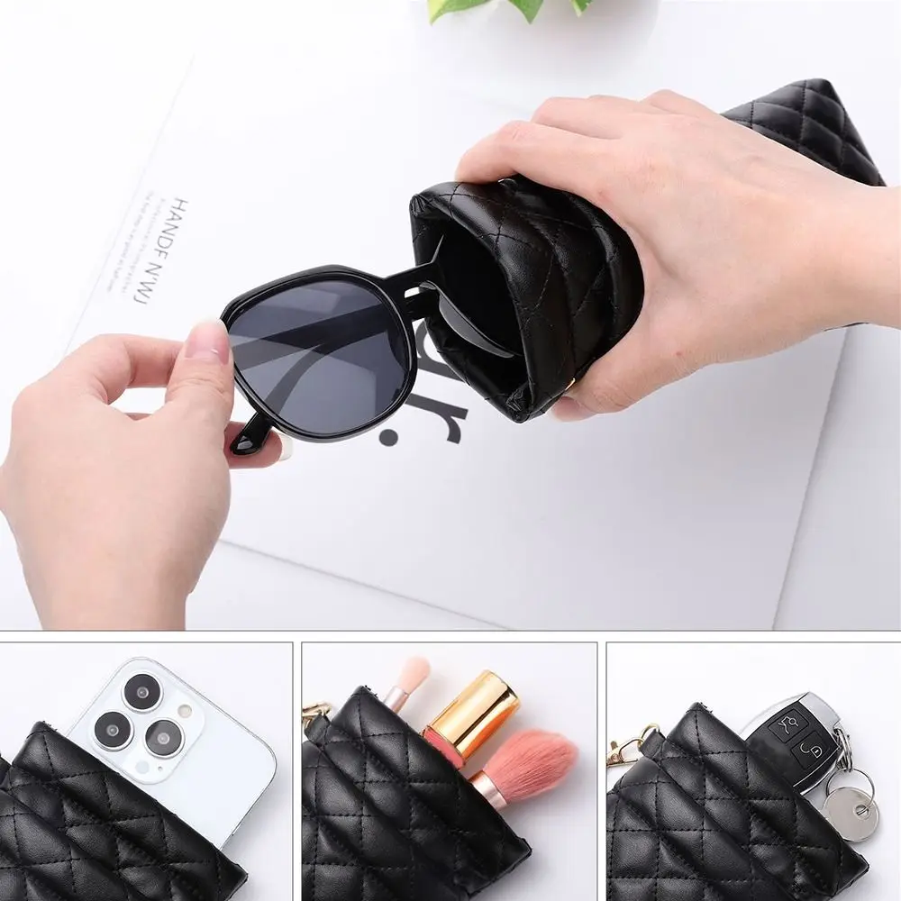 Mode Wasserdichte Sonnenbrille Tasche Tragbare PU Leder Doppel-schicht Brillen Beutel Staubdicht Geldbörse – Detail 6