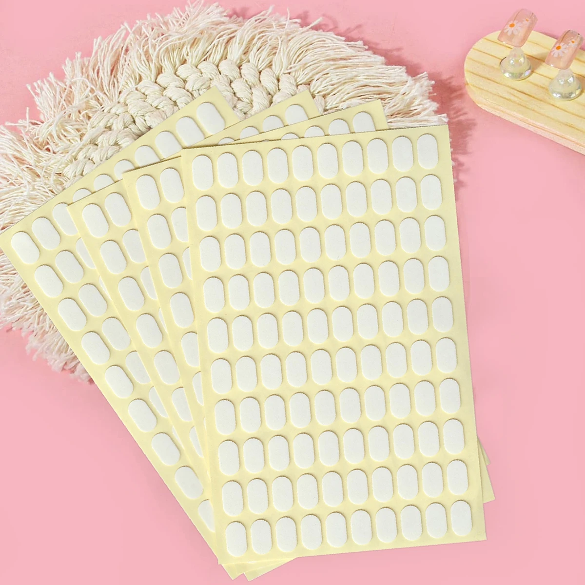 1 bis 20 Blatt Nagelspitzen-Klebesticker für Nagel-Display-Tips, 100 Stück/Blatt Doppelseitige Klebestreifen für Übungs-Nagelständer – Detail 2