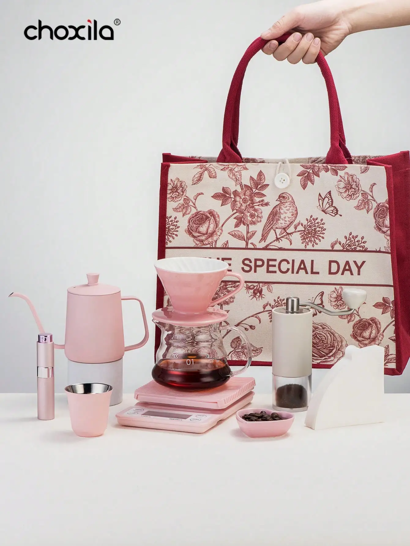 Pink Coffee Maker Set - مجموعة واحدة من أدوات صنع...