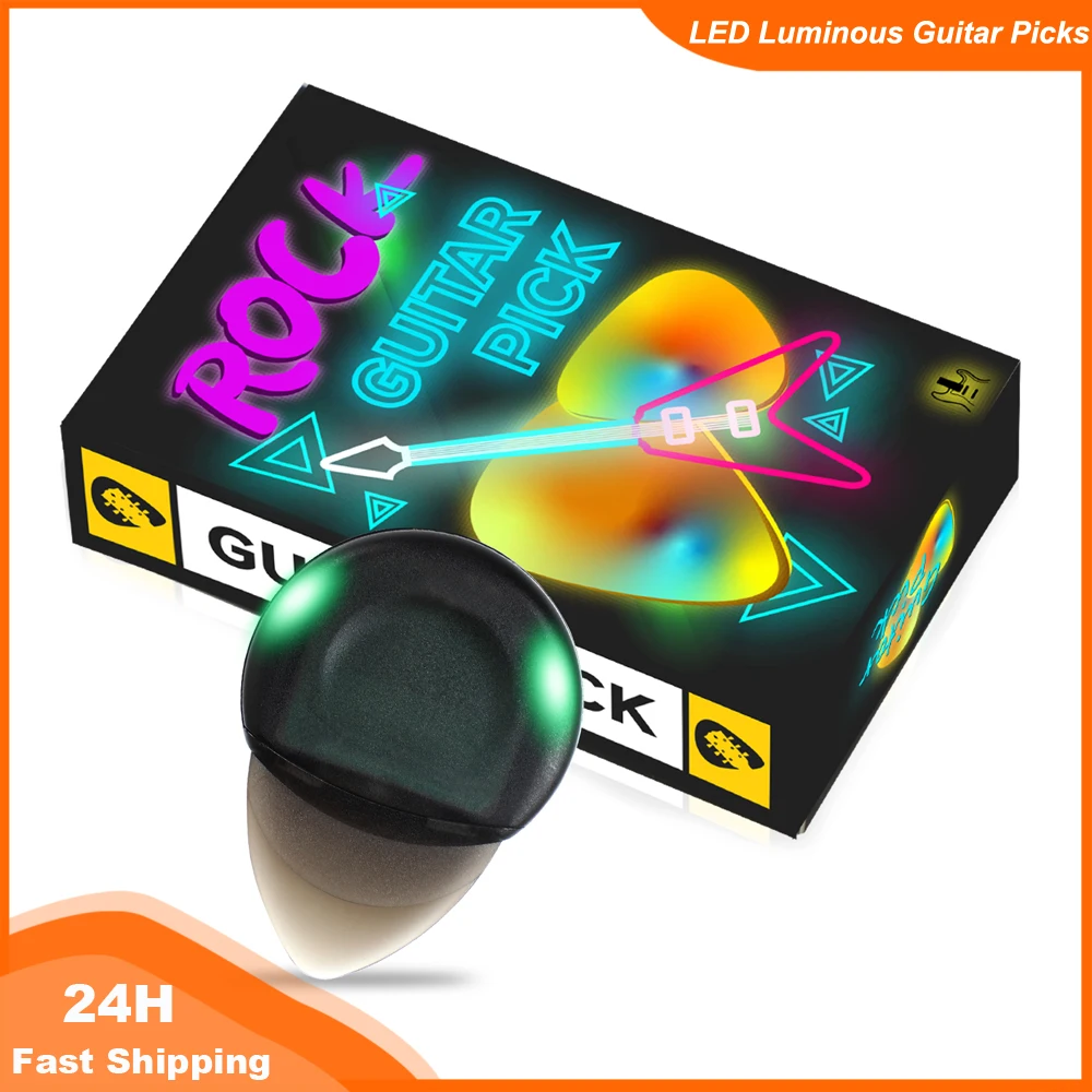 LED Glowing Guitar Picks Light Up Picks with High-Sensitivity LED Light ABS Electric Heart-shaped Guitar Green/Purple guitar picks