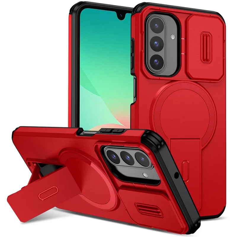 Armor Shockproof Magnetic Wireless Charging Case with Foldable Stand