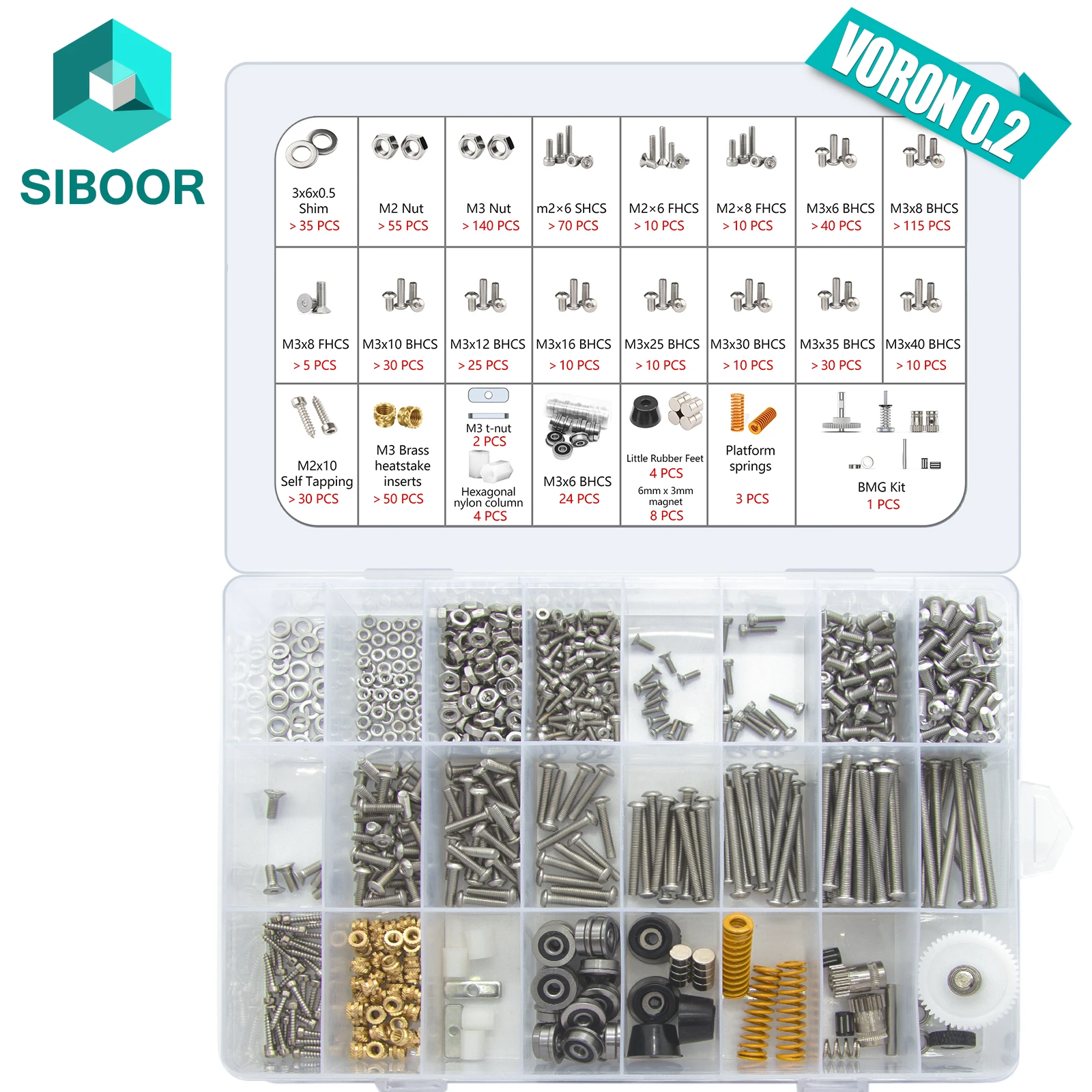 1 Set V0.2 R1 Complete Hardware 3D Printer Fasteners Screws Nuts DIY Project Full Kits for Voron 0.1 0.2 3D Printer Screws Kit