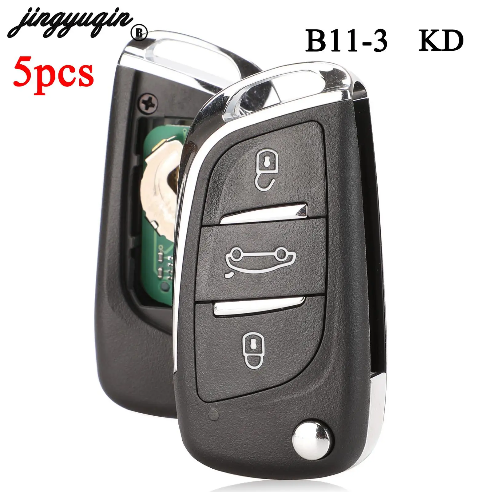 Jingyuqin 5 Pezzi Per Citroen Peugeot Ds Fit Subaru B11-3 Kd Flip Remote Car Key 3 Pulsanti Fob Senza Sostituzione Della Lama