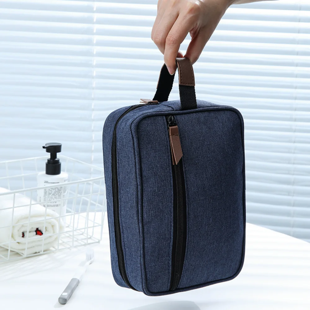 Travel Business Toiletry Bag Men Portable Cosmetic Bag Brushes Tools Storage Bag Double-Layer Large Capacity Toiletry Organizer