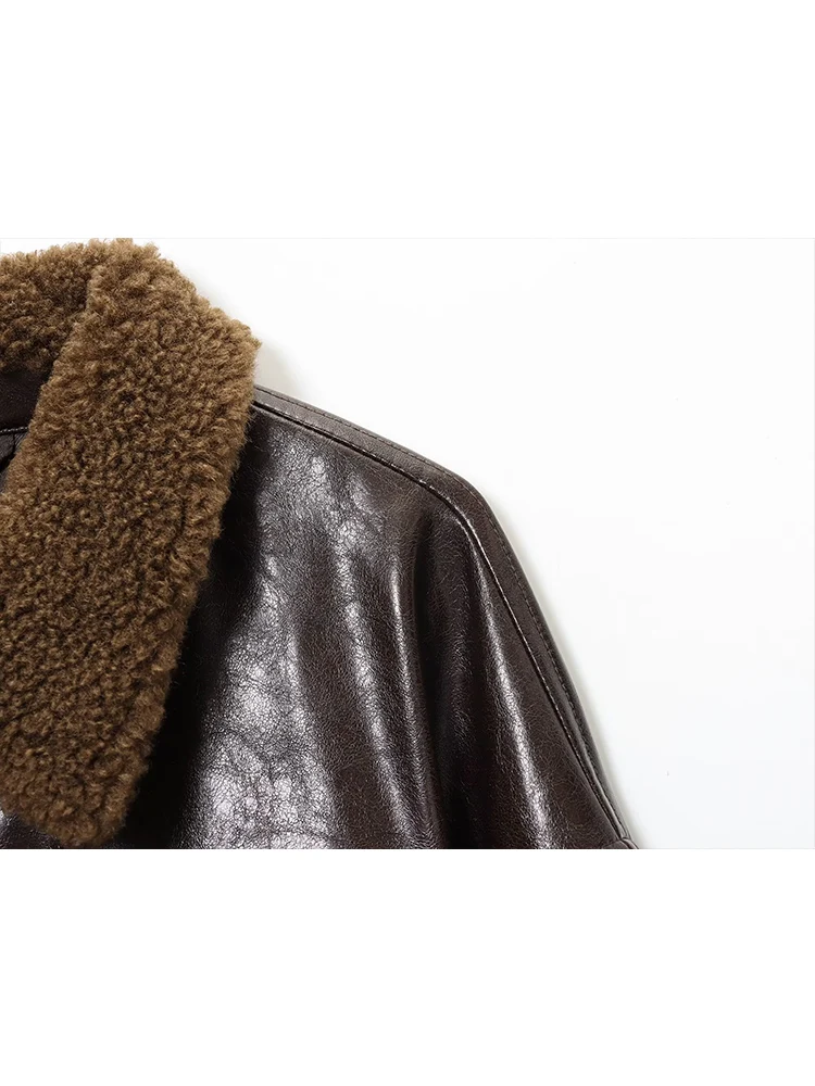 Women Faux Leather Jacket Fashion Solid Zipper Coats Elegant Belt Decor Pockets Leisure Jackets  Ladies PU Vintage Streetwear