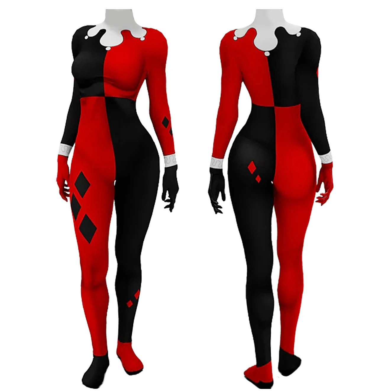 DC-Inspired Harley Quinn Spandex Bodysuit Cosplay Costume for Women
