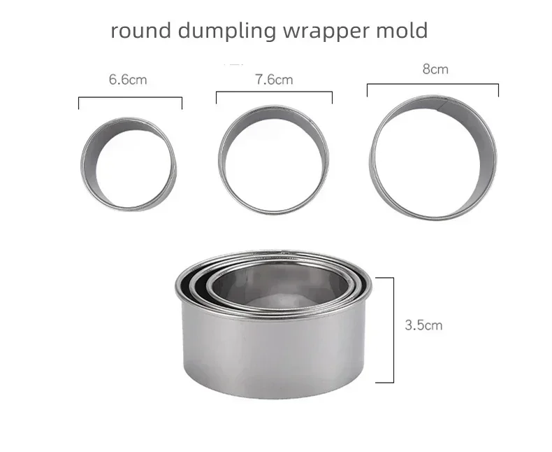 Stainless Stee Round Dough Cutter DIY Dumplings Skin Mold Flower Shaped Cookie Pastry Maker Biscuit Circle Ring Mould 3Pcs/Set baking tool,dough cutter,cookie cutters,baking accessories,dumpling maker