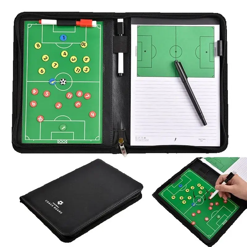 Magnetic Football Tactic Board With Marker Pen Portable Zipper Soccer Coaching Clipboard For Match Training Soccer Accessories soccer tactical board