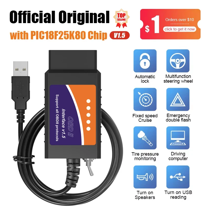 FÜR-Scan ELM327 USB V1.5 PIC18F25K80 für Mazda Ford Modul Initialisierung PATS Schlüssel Programmierung Entsperren Versteckte Funktionen HS MS KÖNNEN