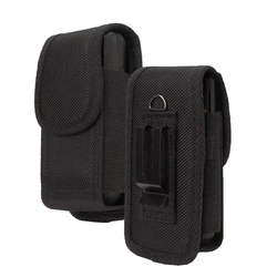 Sleek Leather Flip Phone Case with Belt Clip - Universal Fit for 12cm x 7.5cm x 3cm (Black)