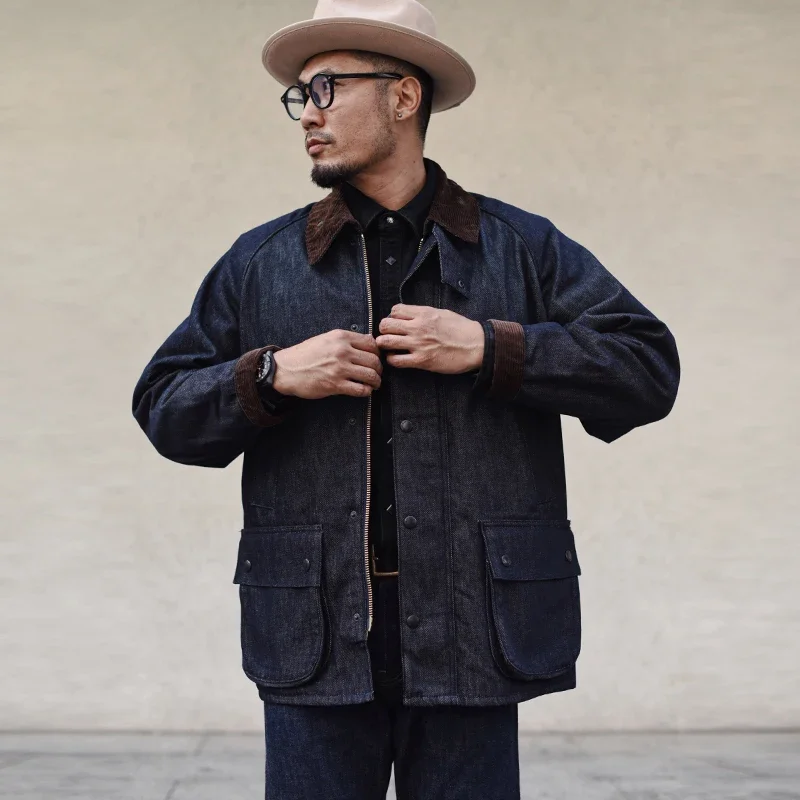Sauce Zhan Wax-Free Ranger Denim Coat Mans Rustic Terrain Trench Outlander Jacket Regular Fit trench coat warmth coat waterproof windbreaker jacket casual men jacket outdoor jackets