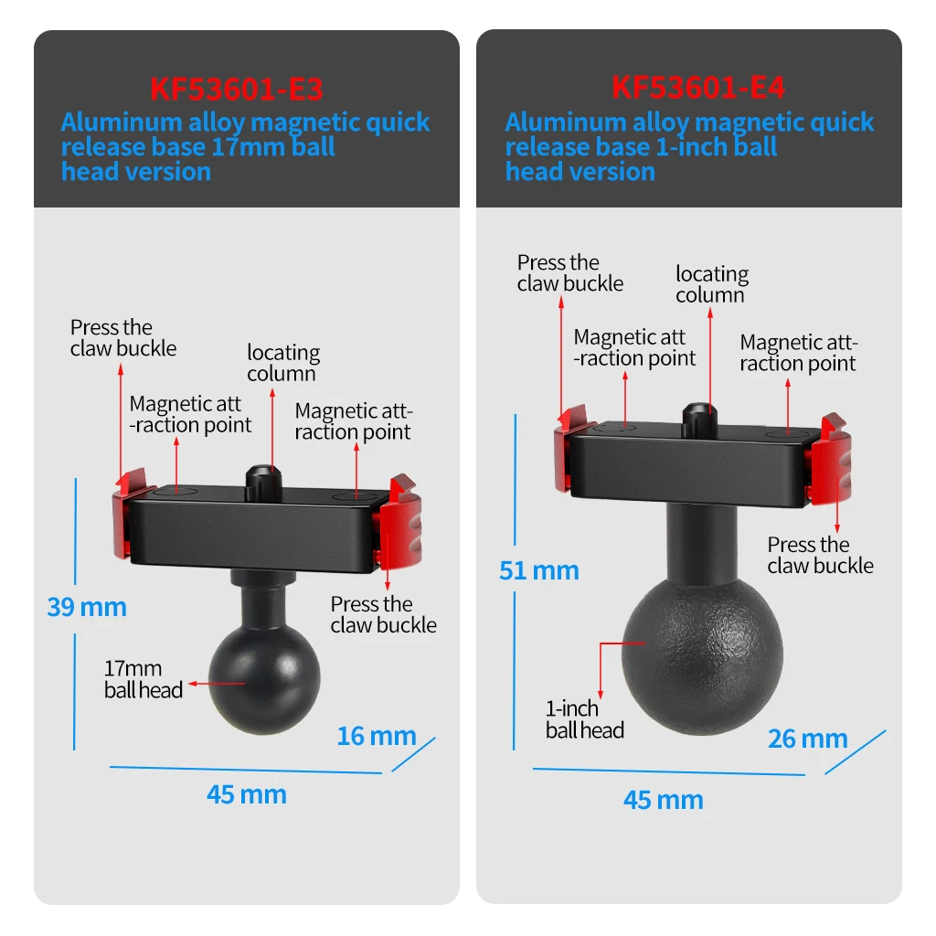 Mini Kugelkopf Adapter Halterung Action Kamera Stativ Halterung 1/4 "Loch Magnetische Saugbasis Quick Release Halterung für Gopro Hero 13 – Detail 22