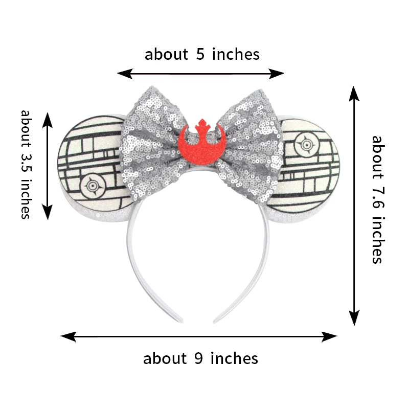 1 Stück Charakter-Mausohren Haarreif mit Pailletten-Schleife für Mädchen und Jungen, Festival-Party-Cosplay DIY Haaraccessoires Boutique – Detail 3