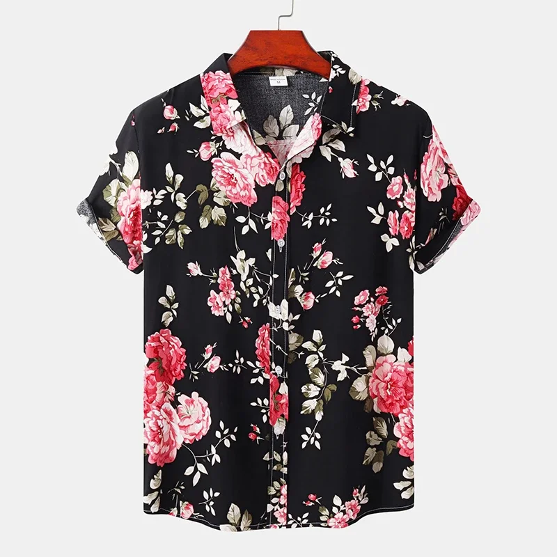 

Men's Shirt Summer 2022 New Hawaiian Shirt Man Print Beach Pocket Vintage Short Sleeve Tops Fashion Shirts Clothing Blouses