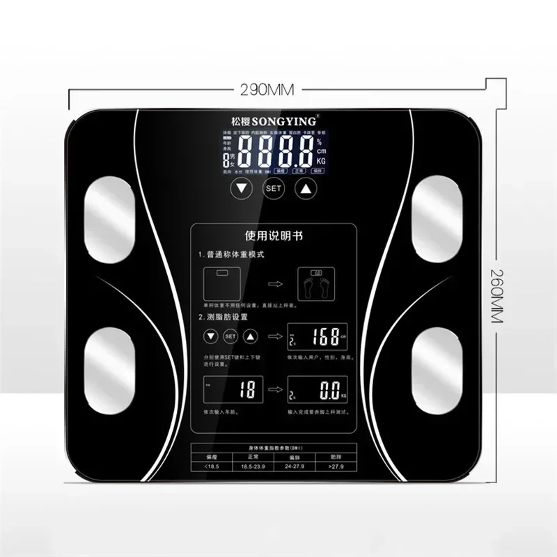 Smart Body Weight Scale Bluetooth Body Fat Scale Intelligent Precision LED Display Home Weight Measuring body fat scale