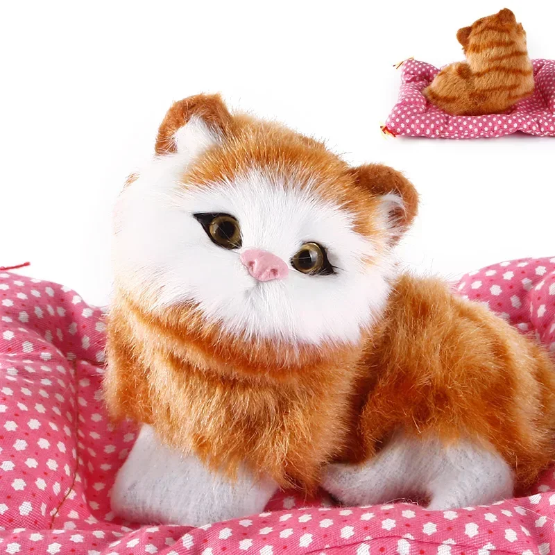 Lovely Simulation Animal Doll Stuffed Toys Plush Sleeping Cats Toy with Sound Kids Toy Decorations Birthday Gift For Children 5