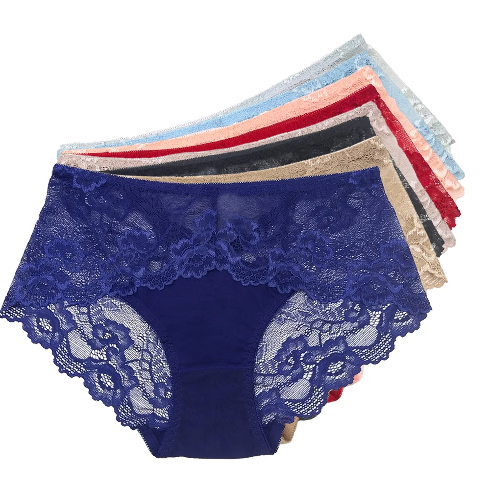 New Fashion Women Sexy Lace Panties Transparent Briefs Female Floral High-Rise Breathable Wholesale Panty Underwear