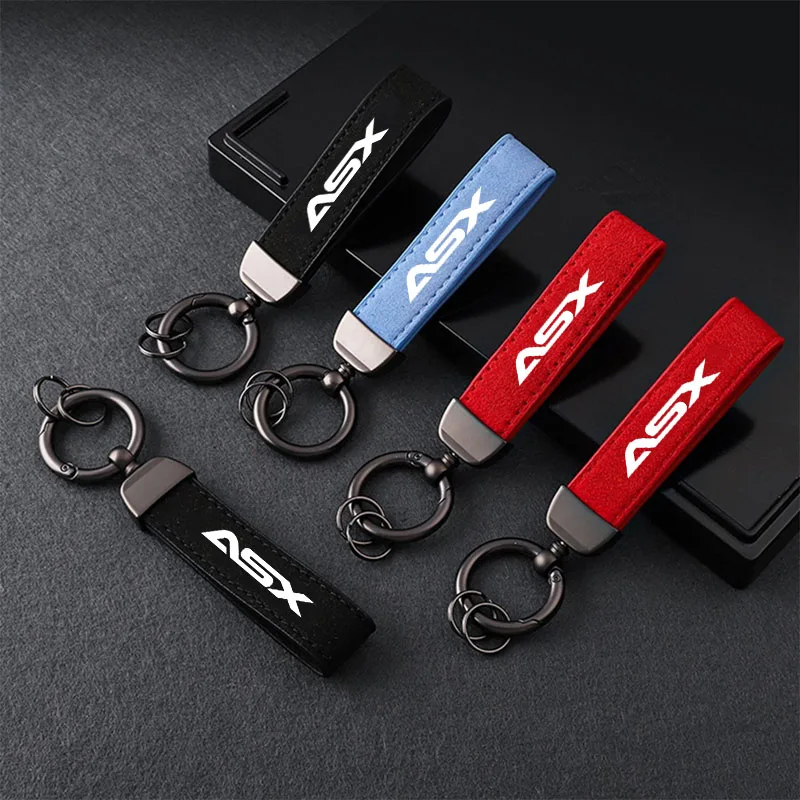

PU Leather Car Key Pendant Split Rings Car Keychain For Mitsubishi ASX 2010 2011 2012 2013 2014 2015 2016 2017 2018 2019 2020