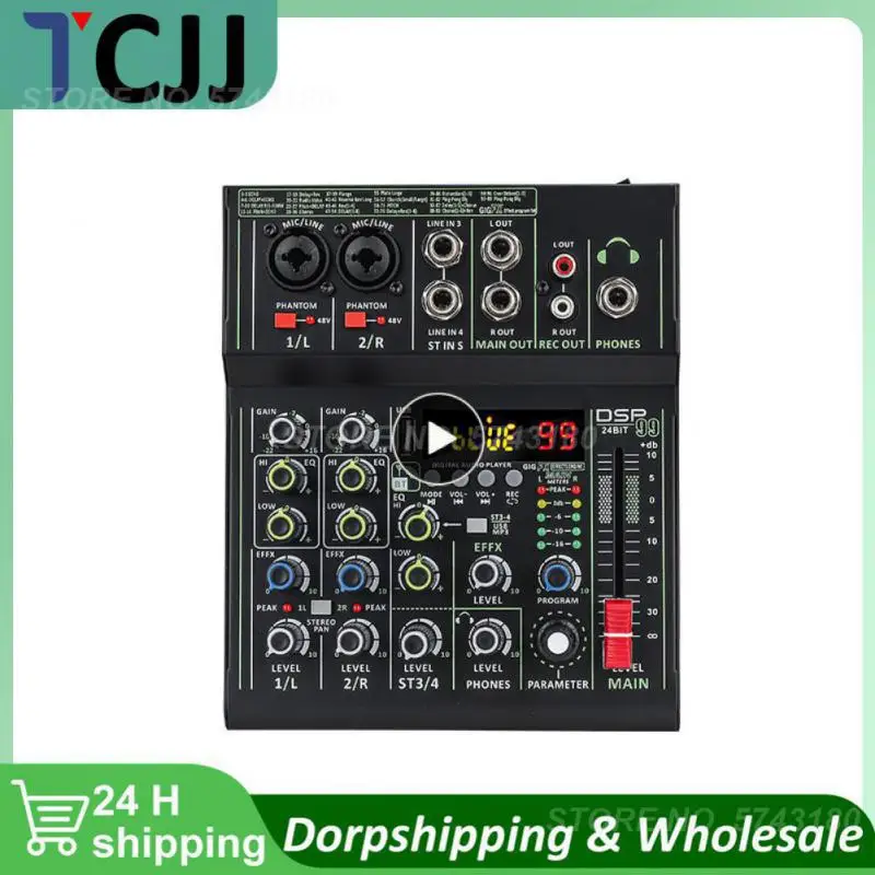 Manchez 미니 4 채널 사운드 카드 믹서, USB 콘솔, DJ 노래방, 스마트폰 전문 컴퓨터 녹음, 48V