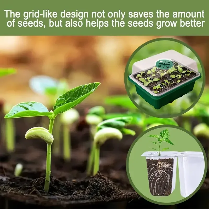 Seed Starter Tray Plant Starter Kit Mini Greenhouse Germination Kit for Seeds Growing Nursing Care Seedling Box Grow Pots