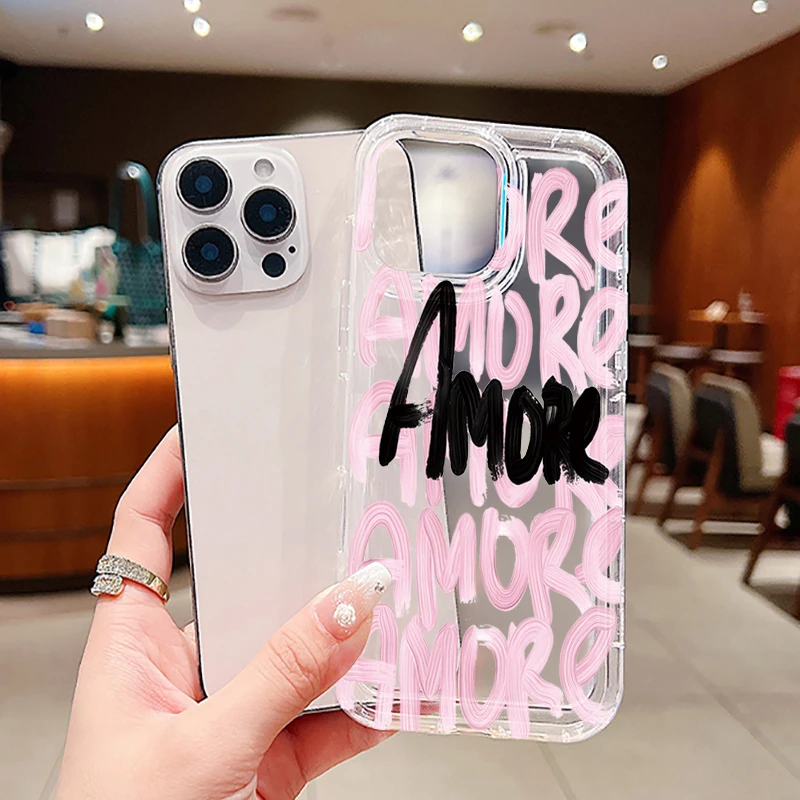 Italian Romantic Pink Lettering Phone Case - Soft Cover