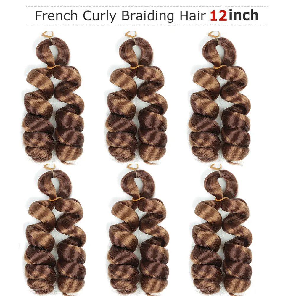 12 Inch French Curls Pre Stretched Braiding Hair Extensions Synthetic Hair Loose Deep Wave Crochet Braids for Women 4