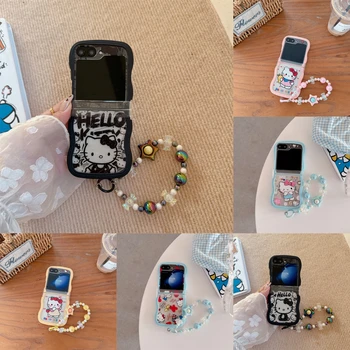 Cover per telefono multi-stile Kawaii per Hello Kitty per Samsung Z Flip 7/6/5/4/3, custodia protettiva morbida anti-caduta per ragazze