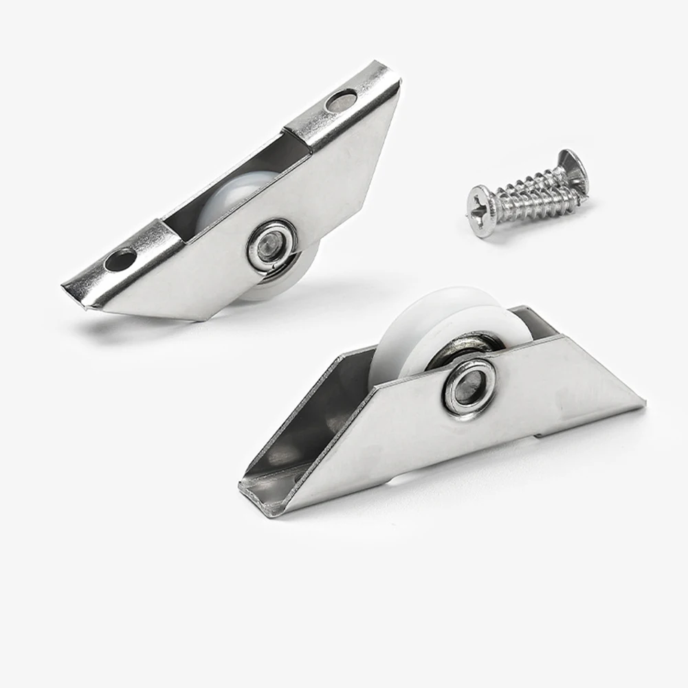 2Pcs Cabinet Glass Sliding Door Roller Clamp Pulley Wheel For Glass Door Screen Window Sliding Wheel Cabinet