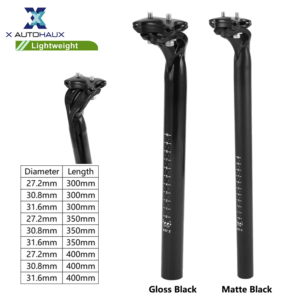 31.6x350mm Universal Bike Seat Post Aluminum Alloy Bike Seat Tube Mount Black