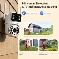 Caméra de surveillance WiFi 1080P, détection humaine par IA, caméras P66 à double objectif, suivi audio bidirectionnel, caméras IP PTZ de sécurité extérieures 3