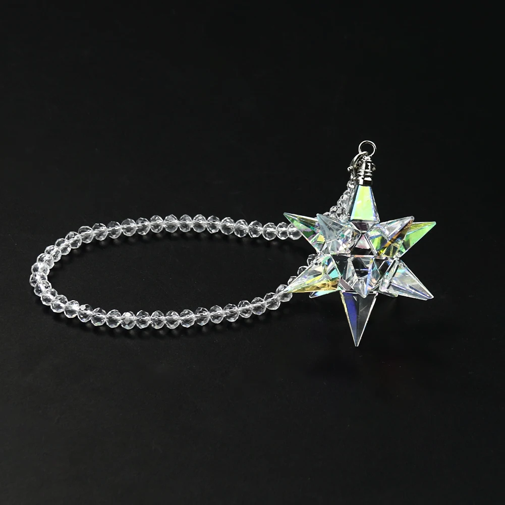 Crystal Hanging Decoration AB Color Meteor Hammer Crystal Car Pendant Hanging Rainbow Maker Rearview Mirror Suspension Home Car Decor Auto Accessories Gift