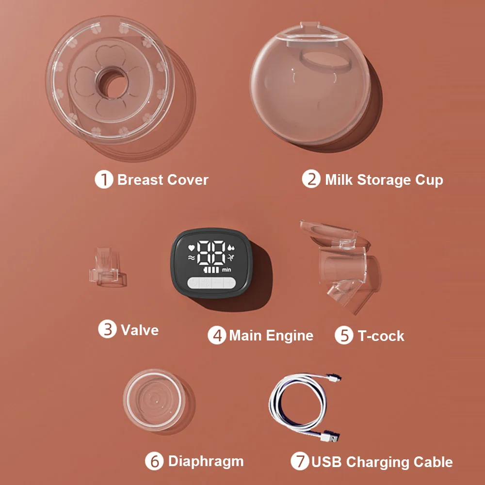 Wearable Breast Pump Portable Electric Breast Pump for Breastfeeding Hands Free Low Noise 180ml Storage Capacity with LED Screen