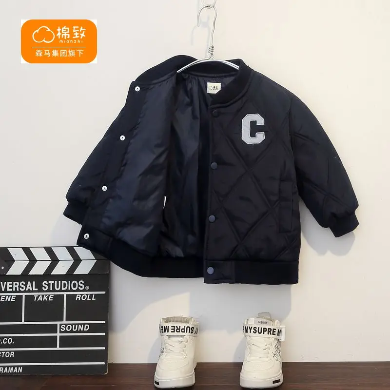 Cotton Children's Baseball Cotton-Padded Jacket Medium and Large Quilted Baseball Uniform Boys' and Girls' Coat Autumn