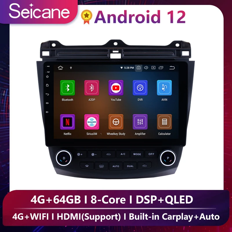 

Seicane 10,1 "Android 10,0 автомобильный радиоприемник GPS-навигация для 2003 2004 2005-2007 Honda Accord 7 8-Core Поддержка управления рулевым колесом