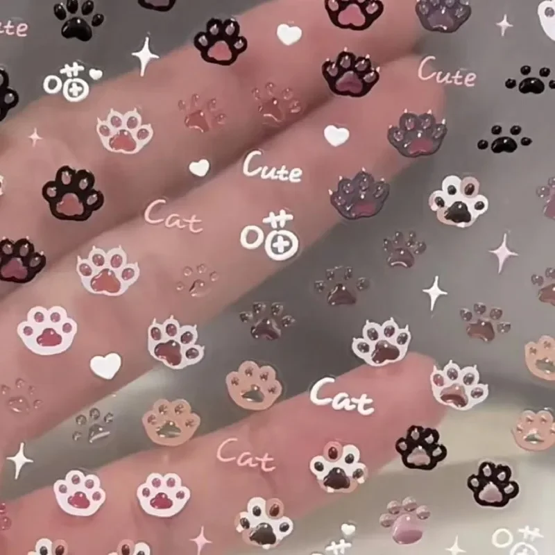 Sweet 3D Jelly Animal Stickers Cute Puppy Kitten Cat Paw DIY Relief Decals for Phone Case /Scrapbook /Nail Art