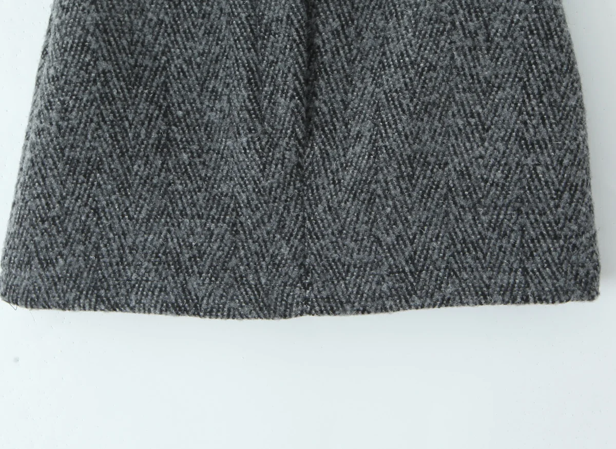 2 Pieces 1 Set CHILL Notched Tweed Weave Oversized Blazer High Waist Package Hips A-line Mini Skirt Suits Matching Gray