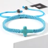 97774-2e7fc2.jpg Bracelet en corde tressée fait main, turquoise naturelle, croix de Jésus, bracelet réglable pour homme, femme, couple, bijoux religieux porte-bonheur, cadeau