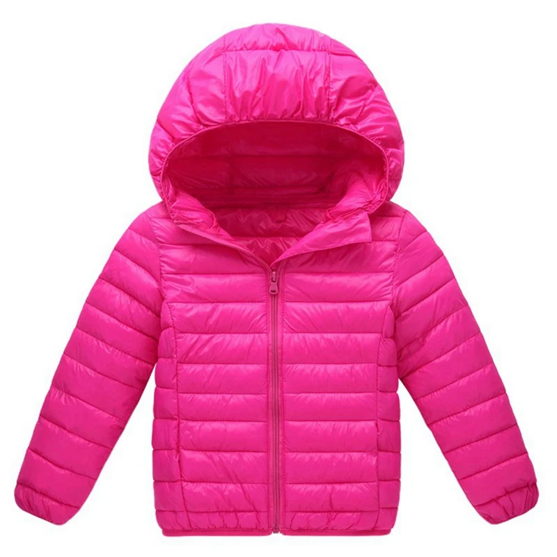 Girl Boy Warm Coat Autumn Winter Kids Cotton Jackets Lightweight Hooded Cotton-padded Jacket Solid Color Toddler Baby Outerwear