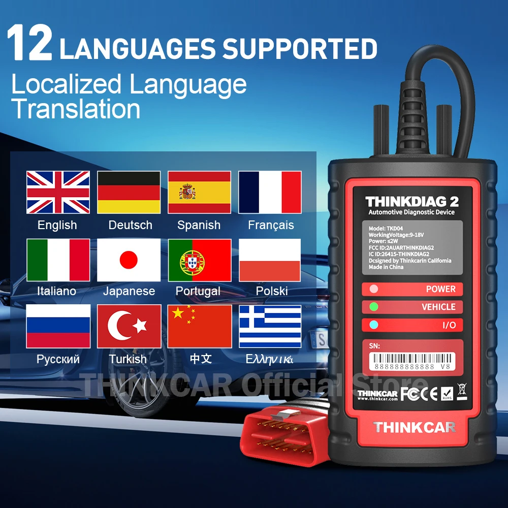 2026 Thinkcar ThinkDiag 2 ALL Software Canfd protocol 15 Reset Service OBD2 Diagnostic Tool bI Directiona ECU Coding 1 Year Free
