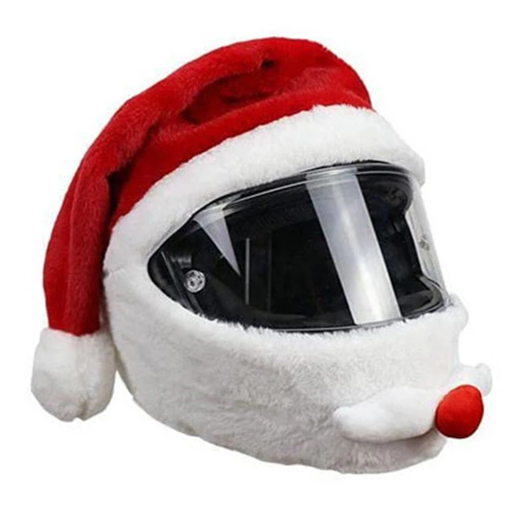 Elastic Christmas Santa Claus Plush Motorcycle Helmet Cover