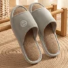 Linen Slippers Women Men Couples Home Non Slip Slides Breathable Shoes Casual House Bedroom Comfortable Cotton Hemp Flats 1