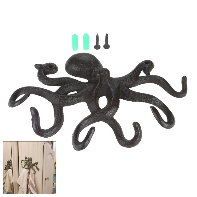 1pc Octopus Hook Cast Iron Hanger Housekeeper Wall w/screws