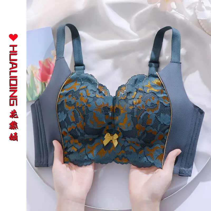 

Upper support gathered underwear female non-steel ring bra to collect side breasts anti-sagging bra bra